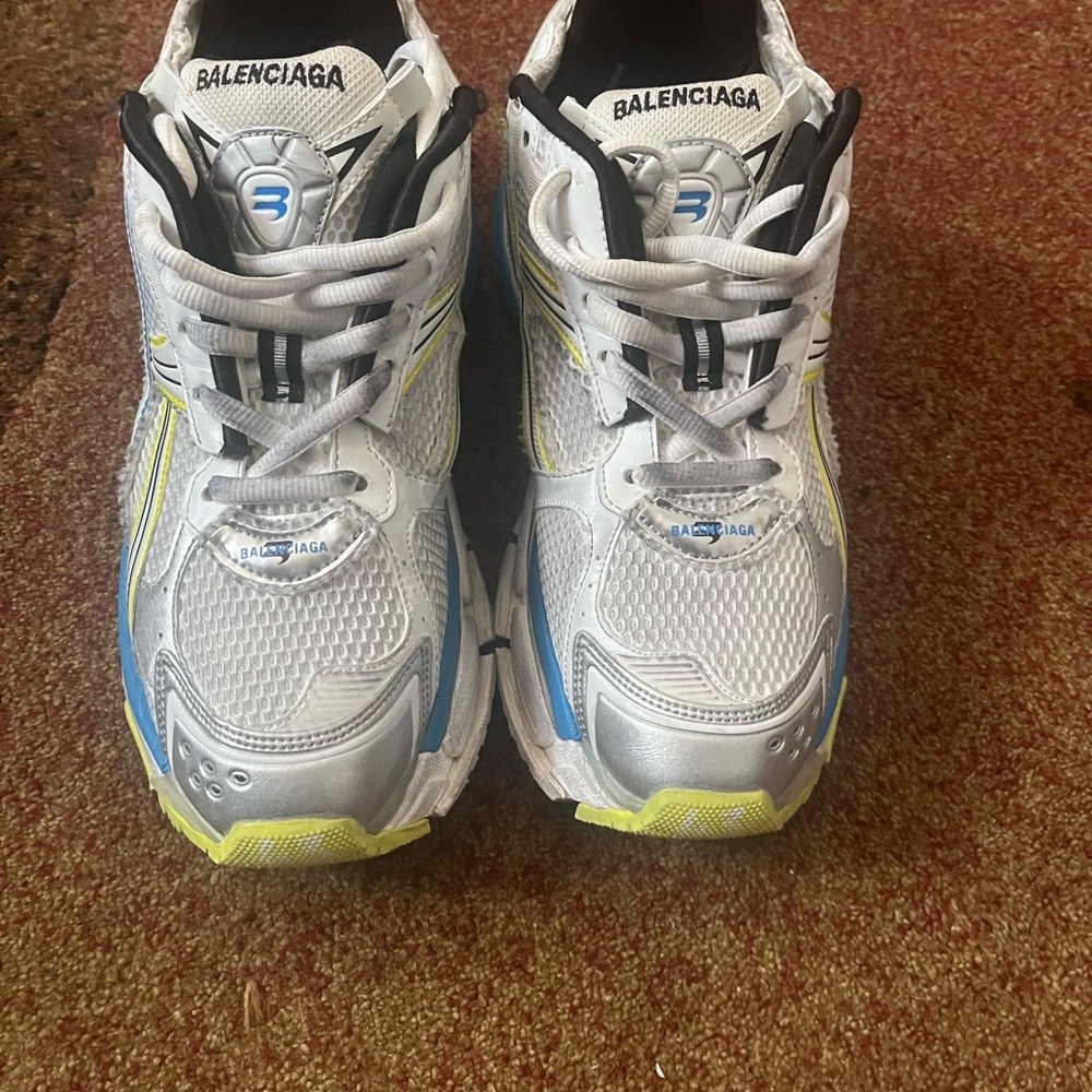 Balenciaga Runners White and Blue Sneakers